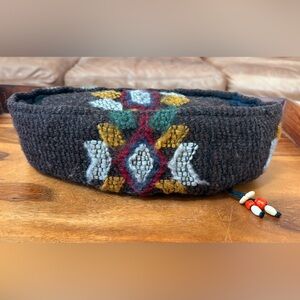 TIBETAN DHARMA Wool Hat With dZi Beads